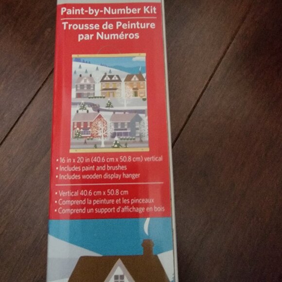 Artist’s Loft Paint-by-Number Kit Snowy Town Scene 16x20 Canvas 44 pcs - Picture 5 of 7